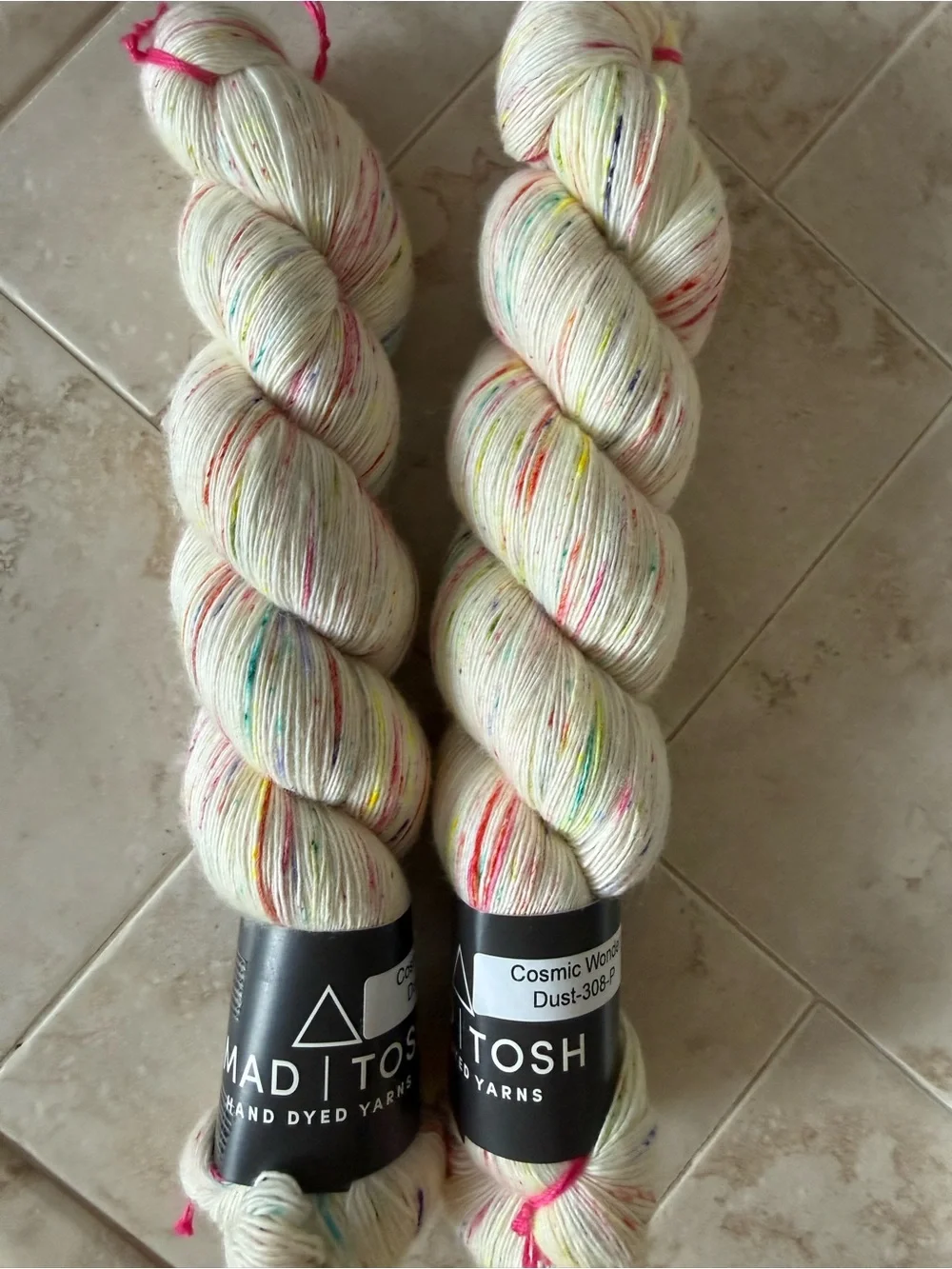 Madelinetosh Hand-Dyed Yarn - Speckled Cream with Multicolor Flecks
